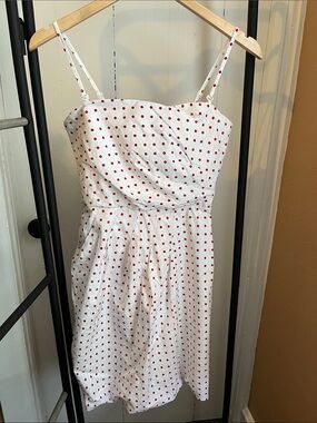 Elements White Midi Dress with Red Polka Dots